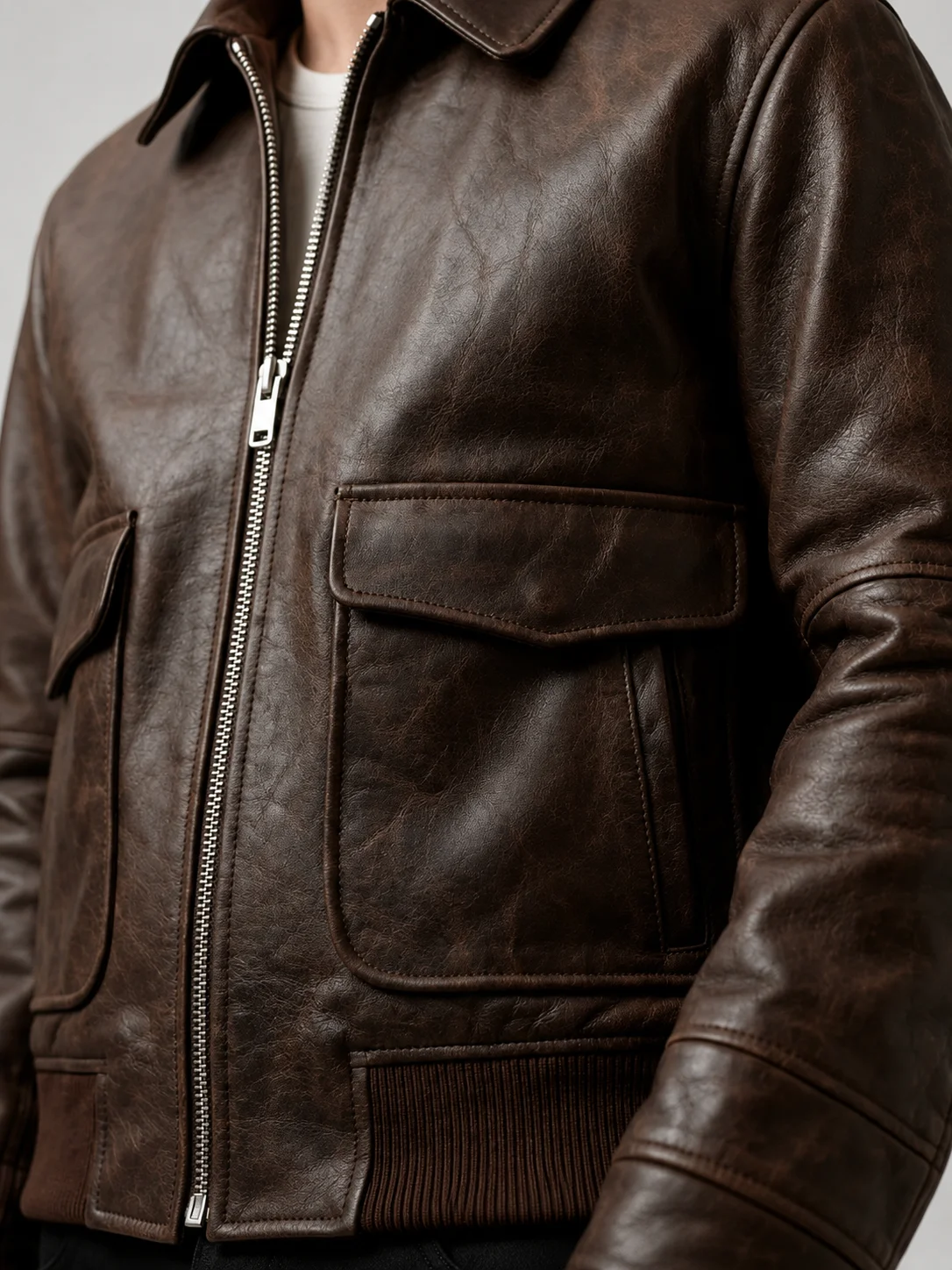 A2 Flight Brown Bomber Leather Jacket