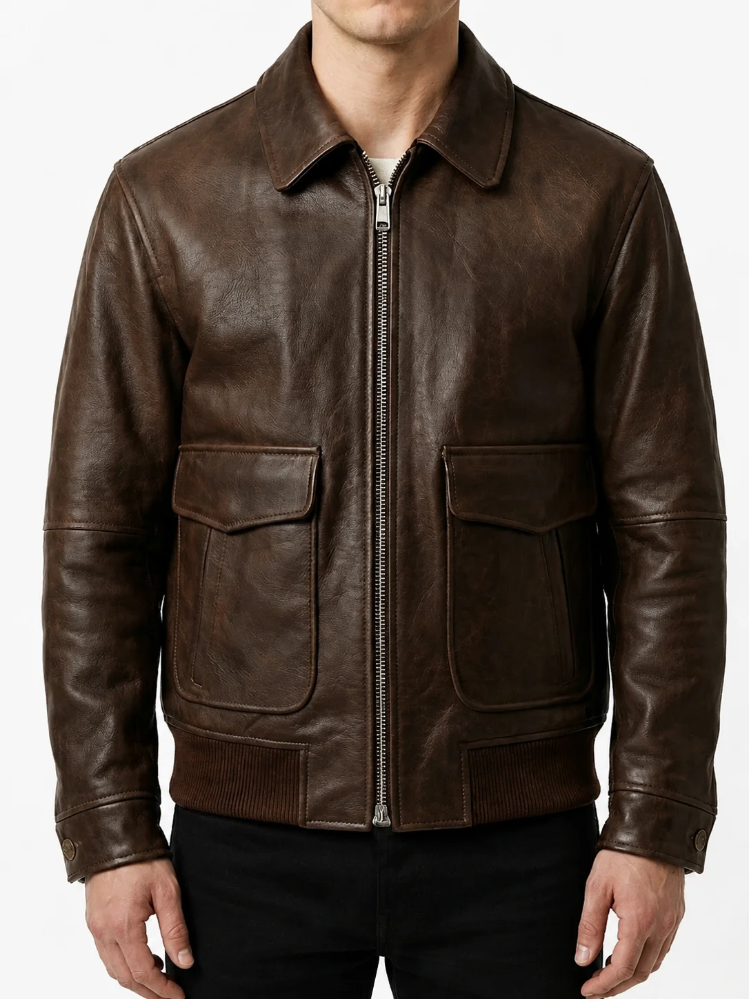A2 Flight Brown Bomber Leather Jacket