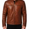 Brown Distressed Cafe Racer Mens Biker Vintage Motorcycle Leather Jacket