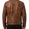 Brown Distressed Leather Jacket Classic Diamond