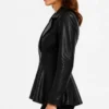 Clarissa Womens Real Leather Black Peplum Jacket