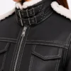 Fiona Black Hooded Shearling Leather Jacket