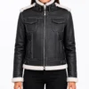 Fiona Black Hooded Shearling Leather Jacket