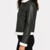 Fiona Green Hooded Shearling Leather Jacket
