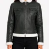 Fiona Green Hooded Shearling Leather Jacket