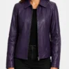 Jose Purple Women’s Harrington Leather Jacket