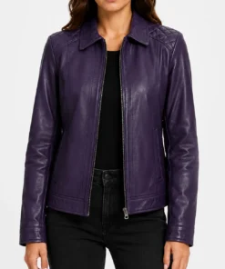 Jose Purple Women’s Harrington Leather Jacket