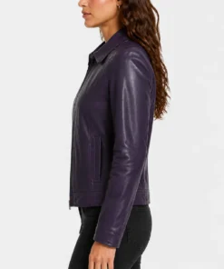 Jose Purple Women’s Harrington Leather Jacket