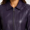 Jose Purple Women’s Harrington Leather Jacket