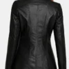 Marsha Womens Black Leather Car Coat
