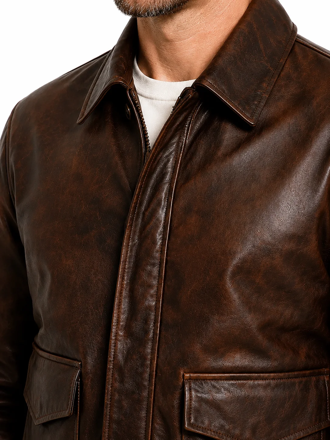Mens A-2 Aviator Leather Bomber Jacket