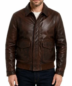 Mens A-2 Aviator Leather Bomber Jacket