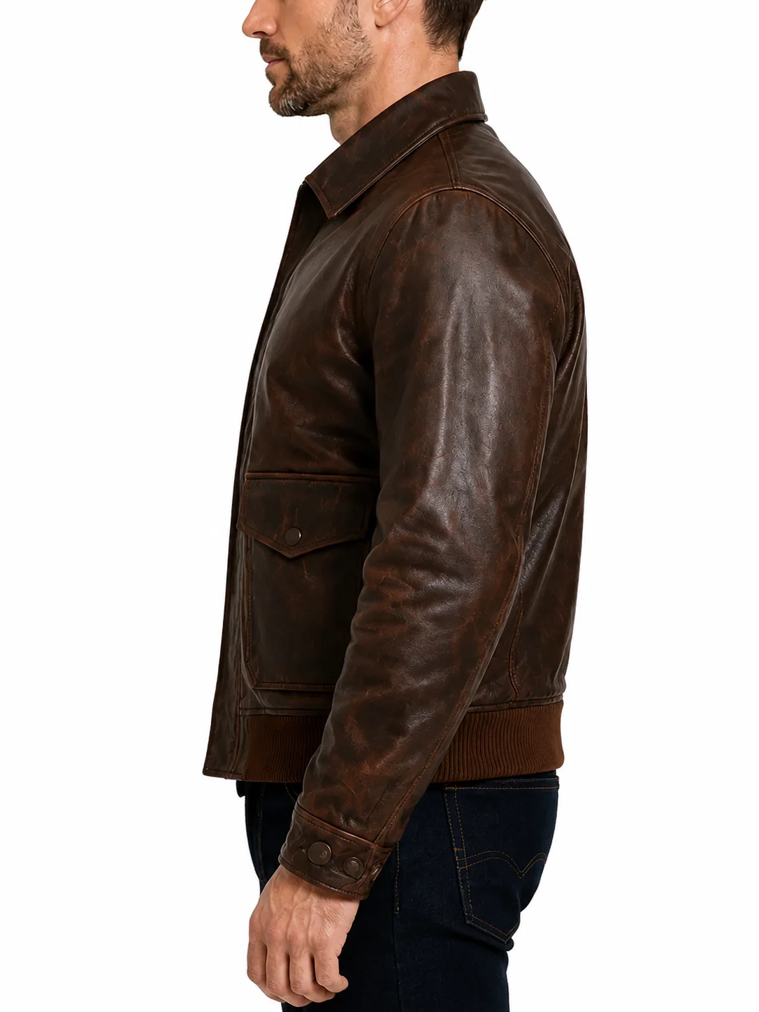Mens A-2 Aviator Leather Bomber Jacket