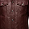 Mens Burgundy Leather Trucker Jacket