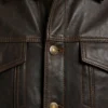 Mens Burgundy Leather Trucker Jacket