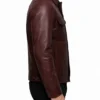 Mens Burgundy Leather Trucker Jacket