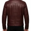 Mens Burgundy Leather Trucker Jacket