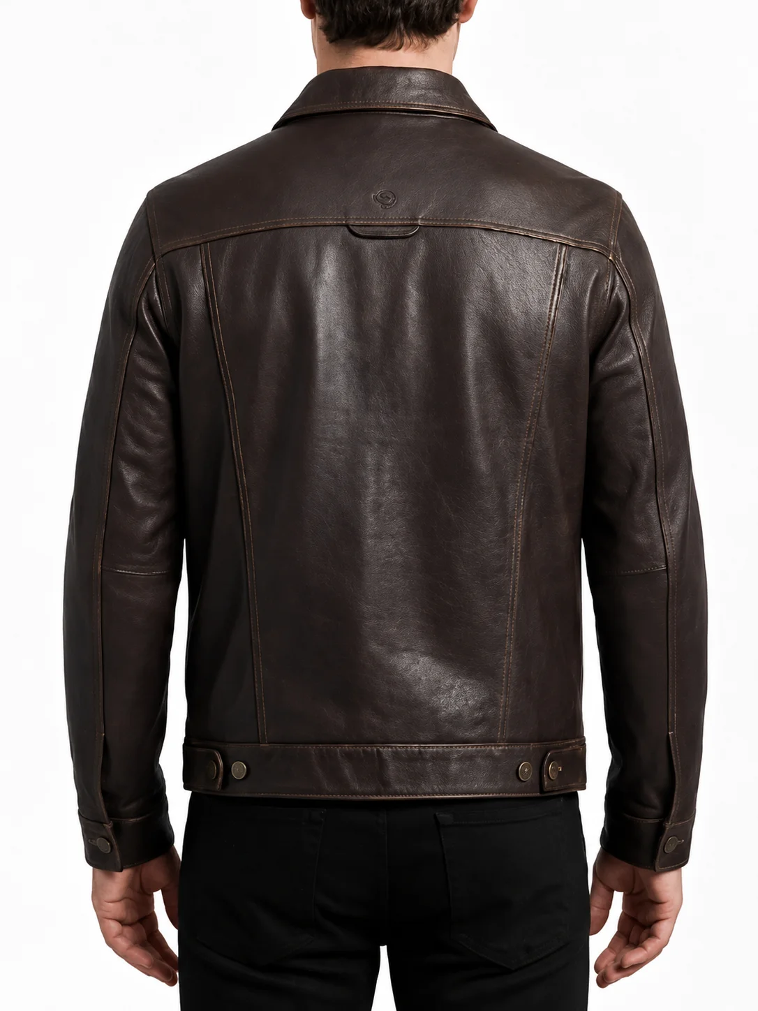Mens Burgundy Leather Trucker Jacket