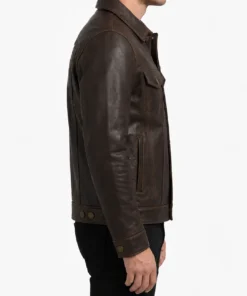 Mens Burgundy Leather Trucker Jacket