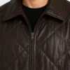 Mens Dark Brown Oversized Quilted Leather Jacket
