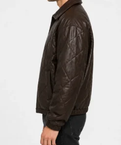 Mens Dark Brown Oversized Quilted Leather Jacket