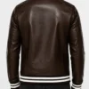 Mens Striped Leather Bomber Jacket