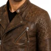 Mens Vintage Distressed Brown Motorcycle Jacket