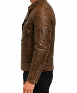 Mens Vintage Distressed Brown Motorcycle Jacket