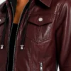Real Leather Womens Bomber Jacket with Removable Hood