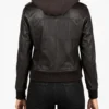 Roslyn Brown Hooded Leather Bomber Jacket