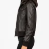 Roslyn Brown Hooded Leather Bomber Jacket