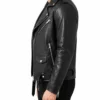 Rustline Black Leather Biker Jacket