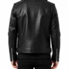 Rustline Black Leather Biker Jacket