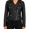 Women Biker Asymmetrical Black Leather Jacket