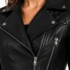 Women Biker Asymmetrical Black Leather Jacket