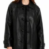 Women Black Leather Oversized Jacket