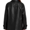Women Black Leather Oversized Jacket