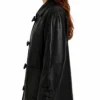 Women Black Leather Oversized Jacket