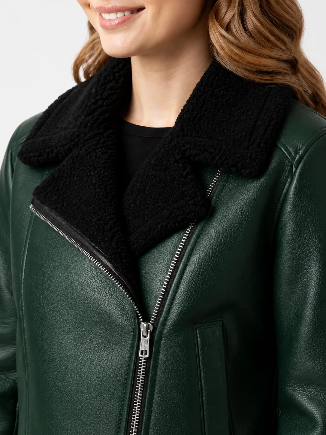 Womens B3 Aviator Green Shearling Jacket