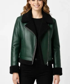 Womens B3 Aviator Green Shearling Jacket