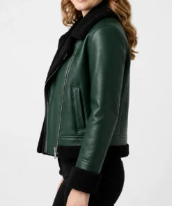 Womens B3 Aviator Green Shearling Jacket