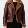 Womens B3 Shearling Maroon Jacket