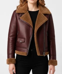 Womens B3 Shearling Maroon Jacket