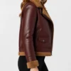 Womens B3 Shearling Maroon Jacket