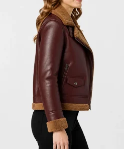 Womens B3 Shearling Maroon Jacket