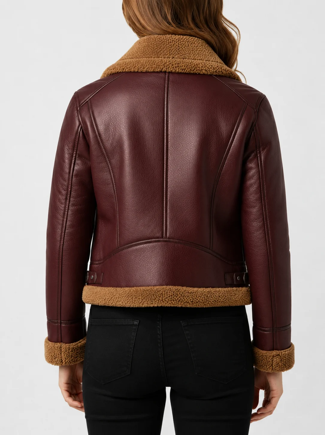 Womens B3 Shearling Maroon Jacket