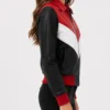 Womens Colorblock Leather Bomber Jacket