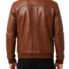Zanvek Brown Leather Bomber Jacket