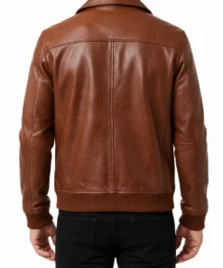 Zanvek Brown Leather Bomber Jacket