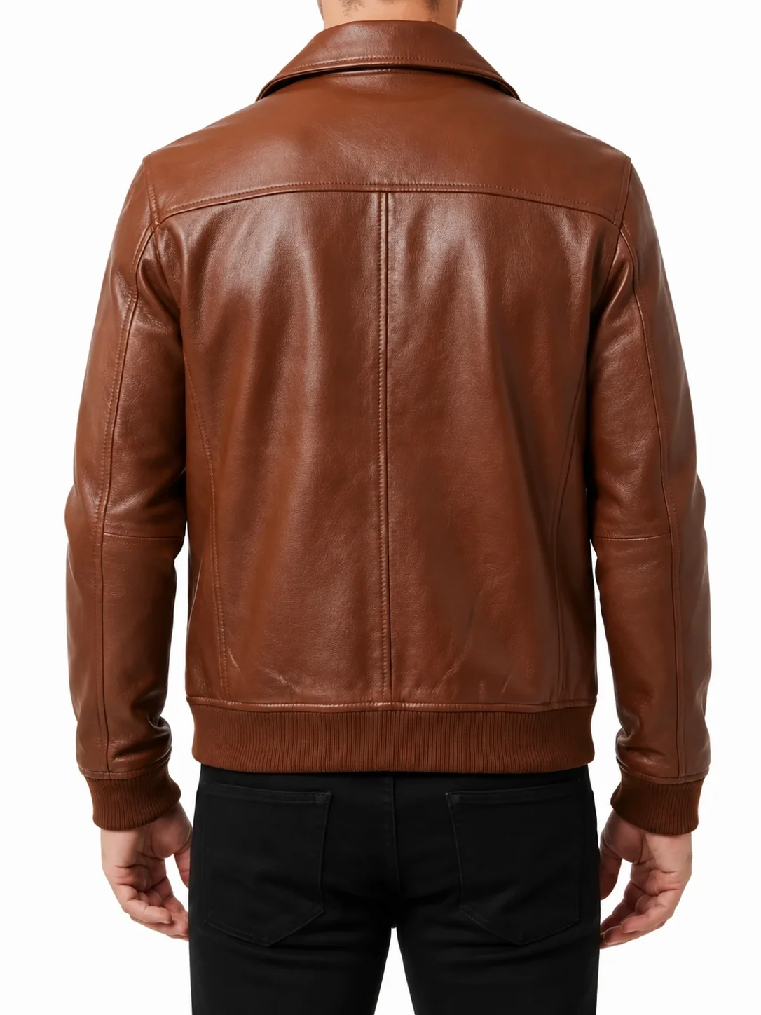 Zanvek Brown Leather Bomber Jacket